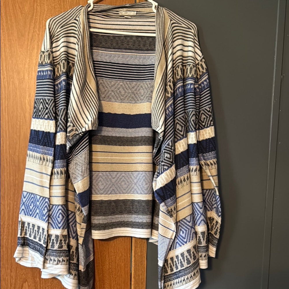 Striped Open-Front Cardigan Sweater